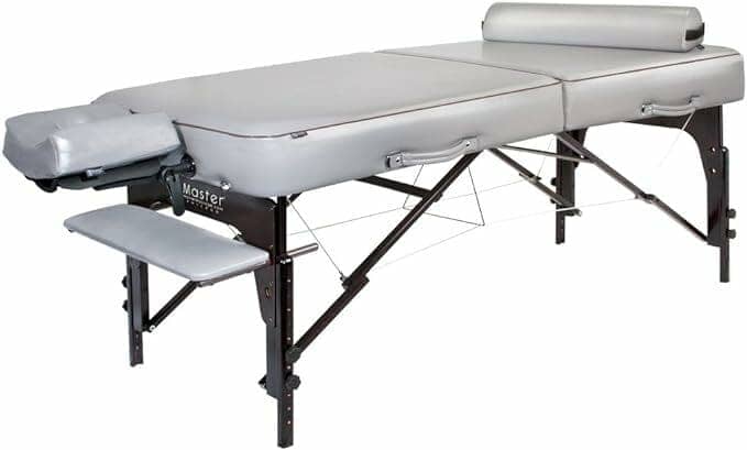 Master Massage 30" Montour Lx Portable Massage Table Package with 3" Memory Foam, Dove Grey- Foldable Massage Table, Folding Spa Beauty Bed