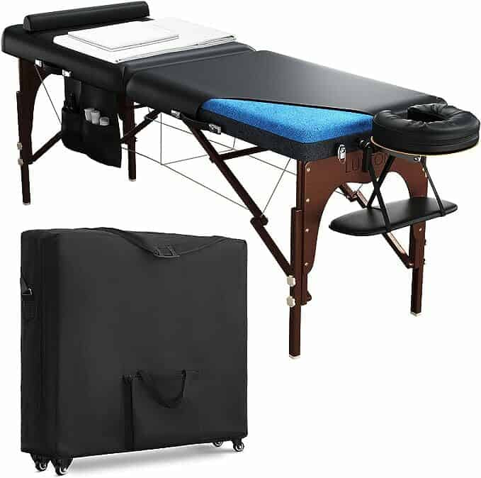 Luxton Premium Memory Foam Massage Table - Rolling Travel Case, Washable Sheets, Thicker & Wider